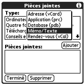 PALM TUNGSTENT E - Pour joindre un fichier à partir d'une carte d'extension : - 2