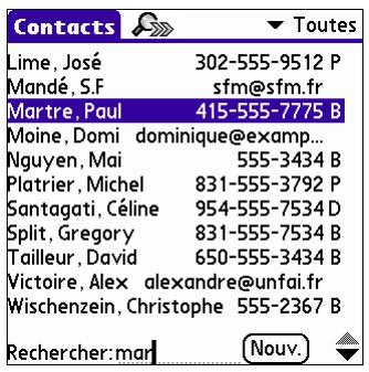 PALM TUNGSTENT E - Pour utiliser la commande recherche numéro tel : - 1