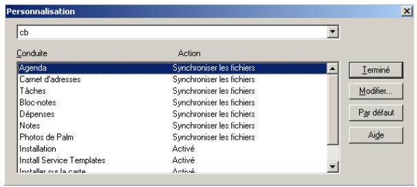 PALM ZIRE 71 - Pour personnaliser les paramètres de l'application hotSync sous windows : - 1