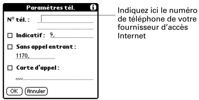 PALM ZIRE 71 - Pour saisir le numéro de téléphone d'un serveur : - 1