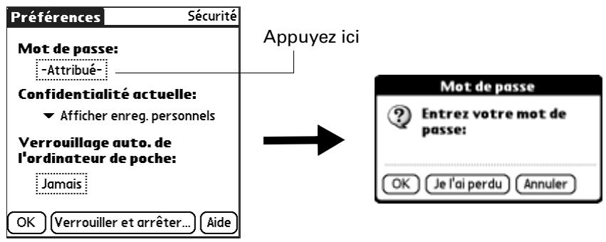 PALM ZIRE 71 - Pour modifier ou supprimer votre mot de passe - 1