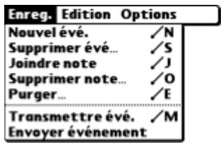 PALM ZIRE 71 - Utilisation des menus de l'application agenda - 1
