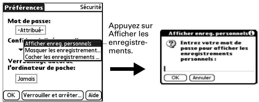 PALM ZIRE 71 - Pour afficher tous les enregistrements personnels : - 1