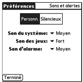 PALM ZIRE 71 - Pour définir les paramètres audio : - 1