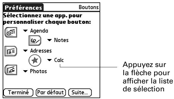 PALM ZIRE 71 - Pour modifier les préférences des boutons : - 1