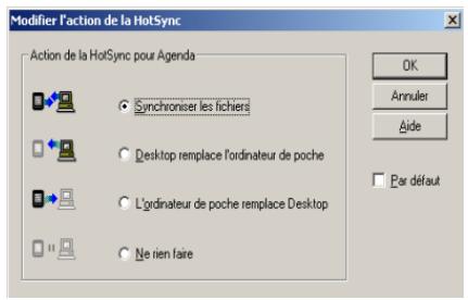 PALM ZIRE 71 - Pour personnaliser les paramètres de l'application hotSync sous windows : - 2