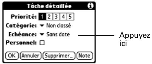 PALM ZIRE 71 - Pour définir la date d'échéance d'une tâche : - 1