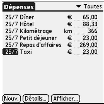 PALM ZIRE 71 - Pour ouvrir l'application dépenses : - 1