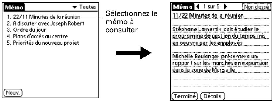 PALM ZIRE 71 - Pour consulter un mémo : - 2