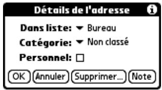 PALM ZIRE 71 - Pour ouvrir la boîte de dialogue détails de l'adresse : - 2