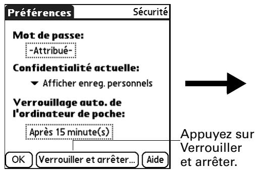 PALM ZIRE 71 - Pour verrouiller et éteindre manuellement votre ordinateur de poche : - 1