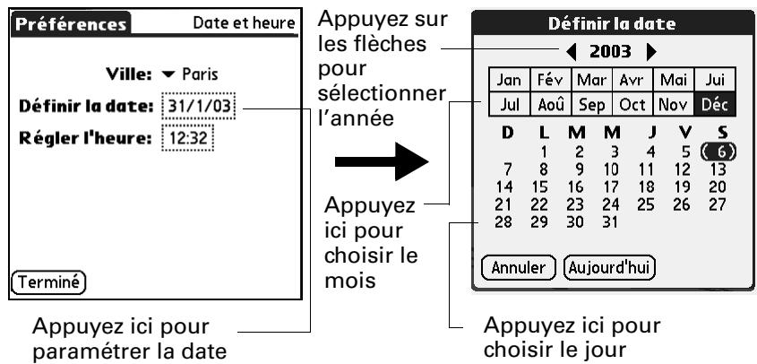 PALM ZIRE 71 - Pour paramétrer la date : - 1