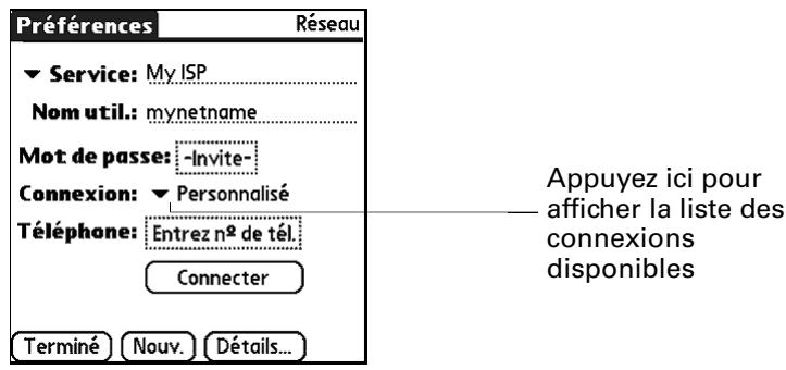 PALM ZIRE 71 - Pour choisir une connexion - 1