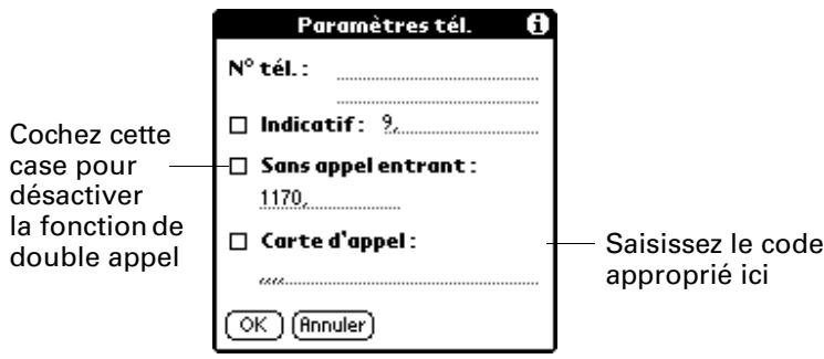PALM ZIRE 71 - Pour désactiver le service double appel : - 1