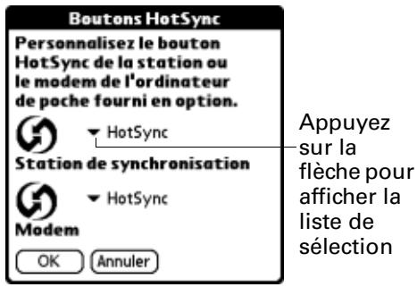 PALM ZIRE 71 - Pour modifier les préférences des boutons hotSync : - 1