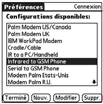 PALM ZIRE 71 - Pour modifier la connexion IR au téléphone : - 1