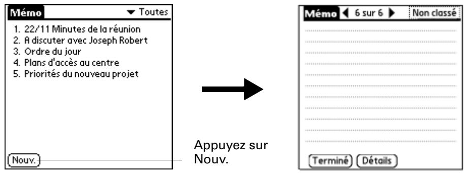 PALM ZIRE 71 - Pour créer un mémo : - 1