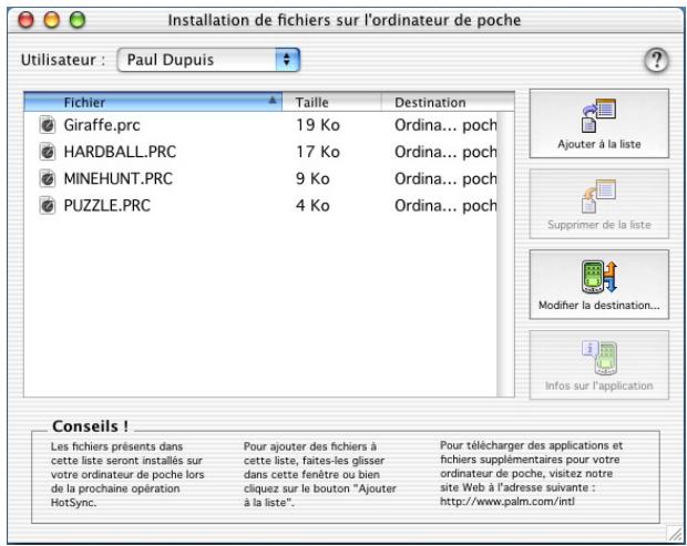 PALM ZIRE 71 - Installation de fichiers et d'applications sur un ordinateur macintosh - 1