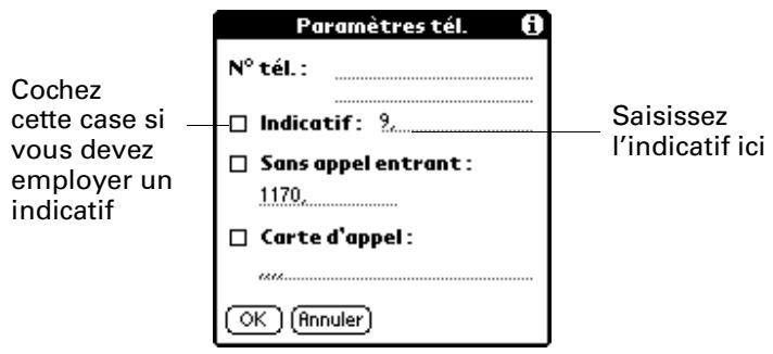 PALM ZIRE 71 - Pour saisir un indicatif : - 1