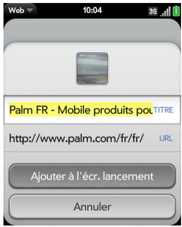PALM PIXI PLUS - Ajout d'une page web à l'écran de lancement - 1