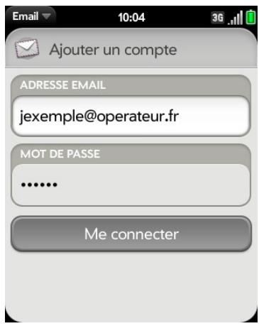 PALM PIXI PLUS - Configuration d'un compte d'email en cas d'échec de la configuration automatique - 1