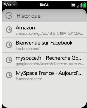 PALM PIXI PLUS - Retour à des pages web précédemment consultées - 1