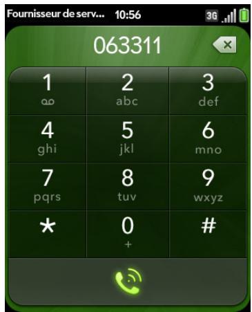 PALM PIXI PLUS - Passage d'appels à l'aide du clavier numérique affiché à l'écran - 1