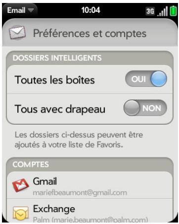 PALM PIXI PLUS - Définition des préférences d'email - 1