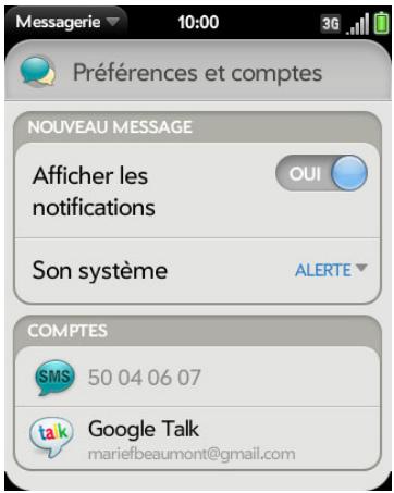 PALM PIXI PLUS - Activation et désactivation des notifications de la messagerie - 1