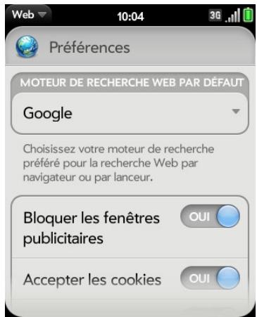 PALM PIXI PLUS - Personnaliser la configuration du navigateur web - 1