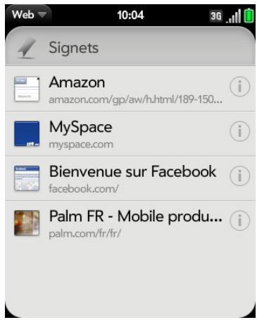PALM PIXI PLUS SFR - Modification, réorganisation et suppression des signets - 1
