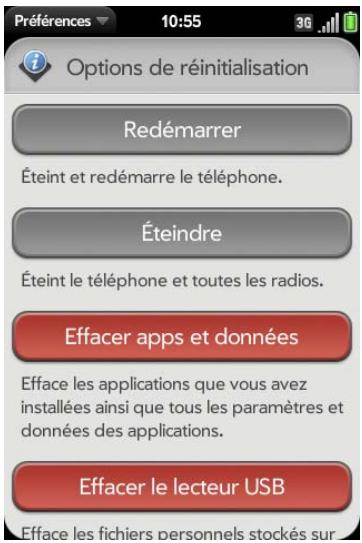 PALM PRE 2 - Effacement des données et réinitialisation de votre téléphone - 1