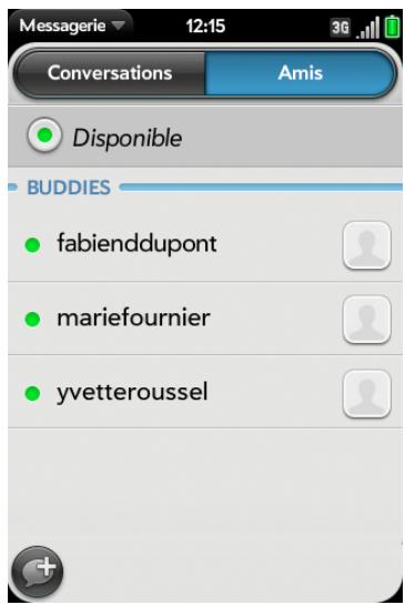 PALM PRE 2 - Basculement entre les vues conversations et amis - 1