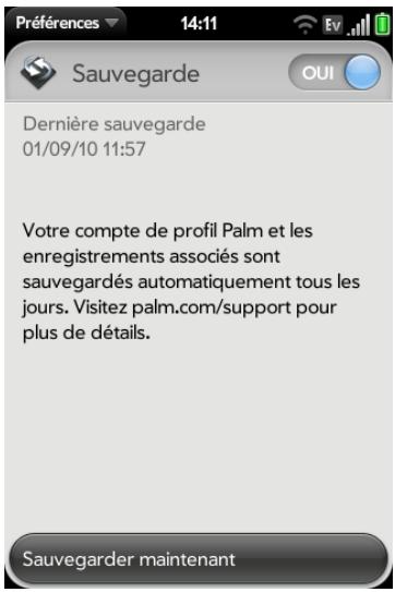 PALM PRE 2 - Sauvegardez manuellement vos informations dans votre profil palm - 3