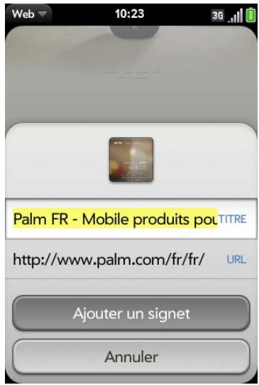 PALM PRE 2 - Création d'un signet - 1