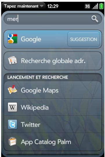 PALM PRE 2 - Recherche sur le web - 1