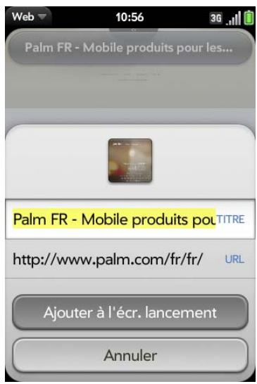 PALM PRE 2 - Ajout d'une page web à l'écran de lancement - 1