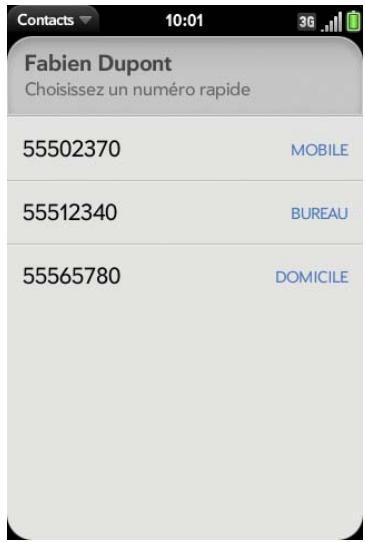 PALM PRE 2 - Assignation d'un numéro rapide à un contact - 1
