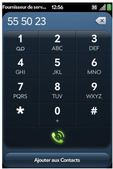 PALM PRE 2 SFR - Passage d'appels à l'aide du clavier numérique affiché à l'écran - 1