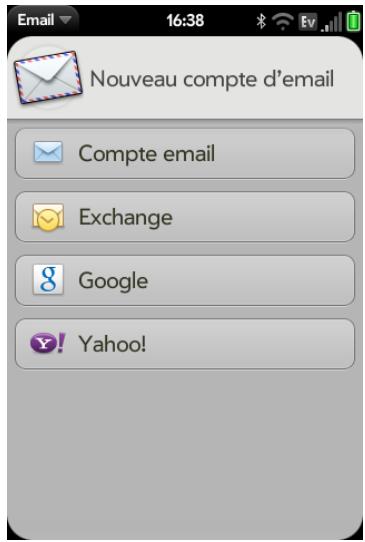 PALM PRE 2 SFR - Configuration d'un compte d'email en cas d'échec de la configuration automatique - 1