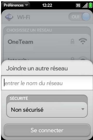 PALM PRE 2 SFR - Connexion à un nouveau réseau sécurisé - 1