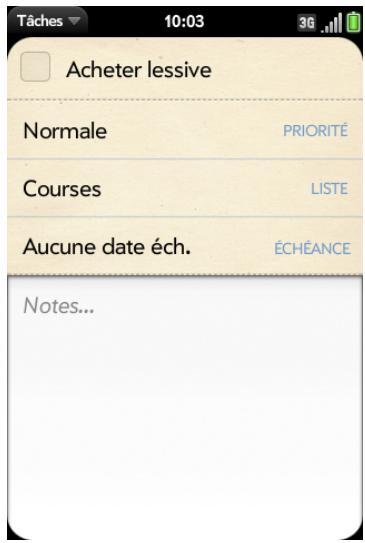 PALM PRE 2 SFR - Création d'une tâche - 2