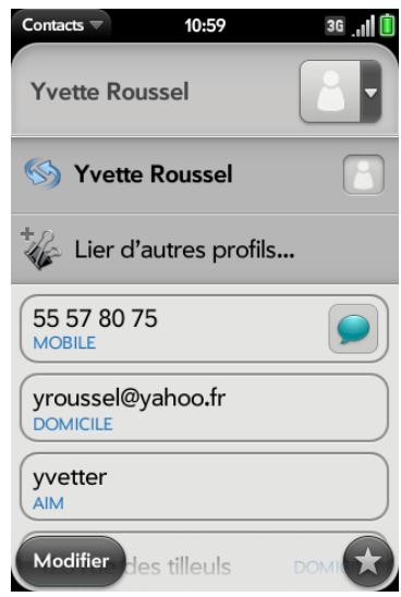 PALM PRE 2 SFR - Création de liens entre les contacts - 1