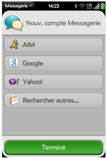 PALM PRE 2 SFR - Configuration d'un compte de messagerie instantanée - 1