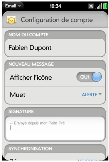 PALM PRE 2 SFR - Ajout d'une signature aux messages sortants - 1