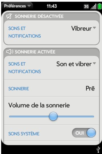 PALM PRE 2 SFR - Gestion des notifications et sons système - 1