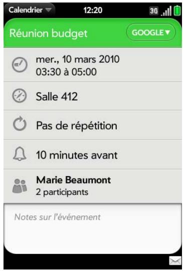 PALM PRE PLUS - Planification d'un événement récurrent - 1