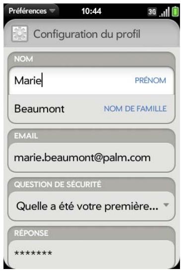 PALM PRE PLUS - Mettez à jour les paramètres de votre profil palm - 1