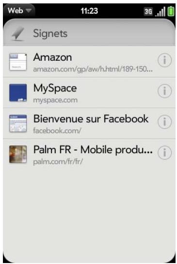 PALM PRE PLUS - Ouverture d'une page importante un signet - 1