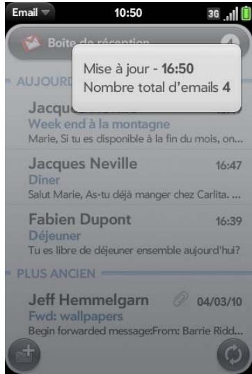 PALM PRE PLUS SFR - Affichage des dossiers de courrier - 1